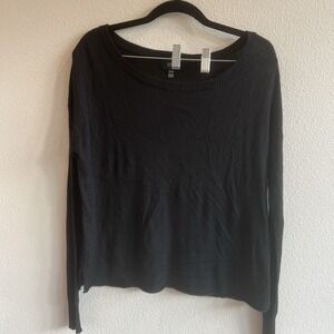 Line Womens Cashmere Long Sleeve Round Neck Sweater Black Size XS Minimalist